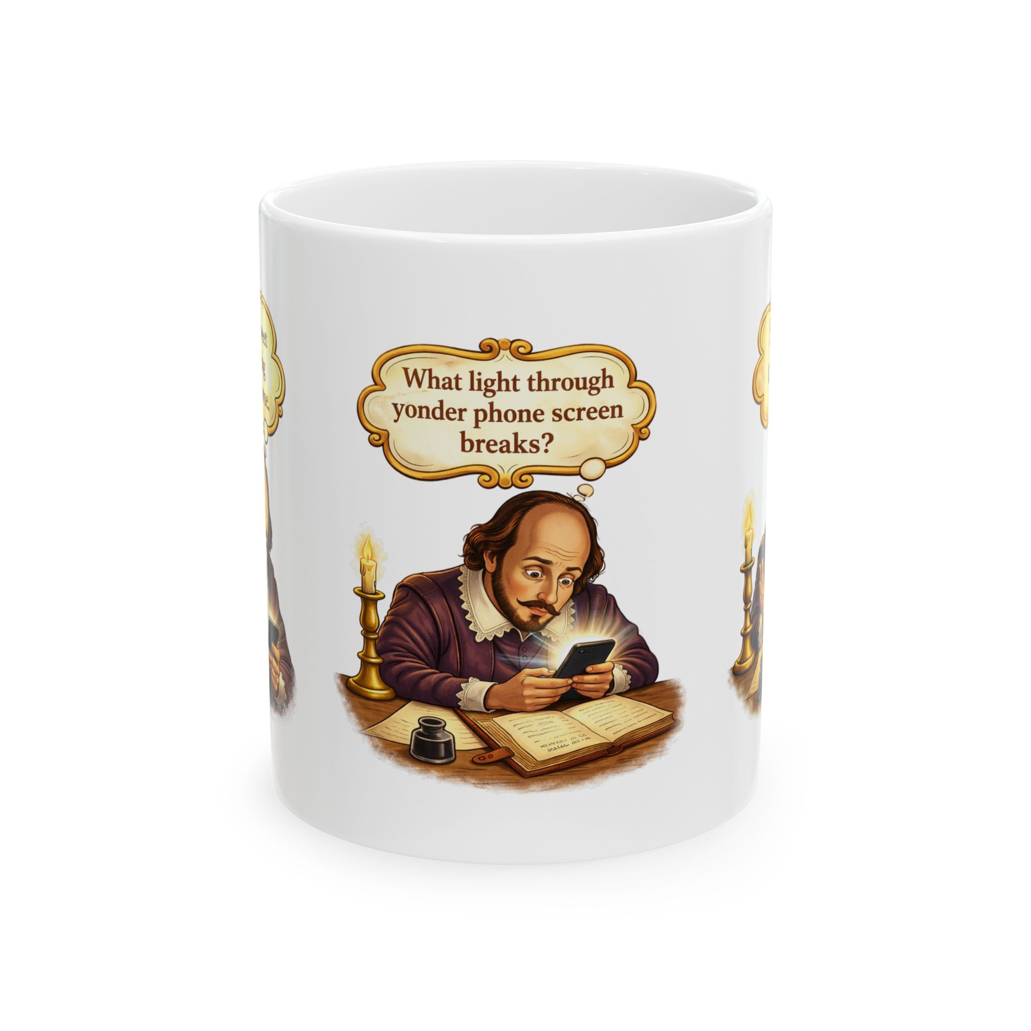 Funny Shakespeare Mug — “Parting is such sweet sorrow… but being left on read is worse” Ceramic Coffee Cup