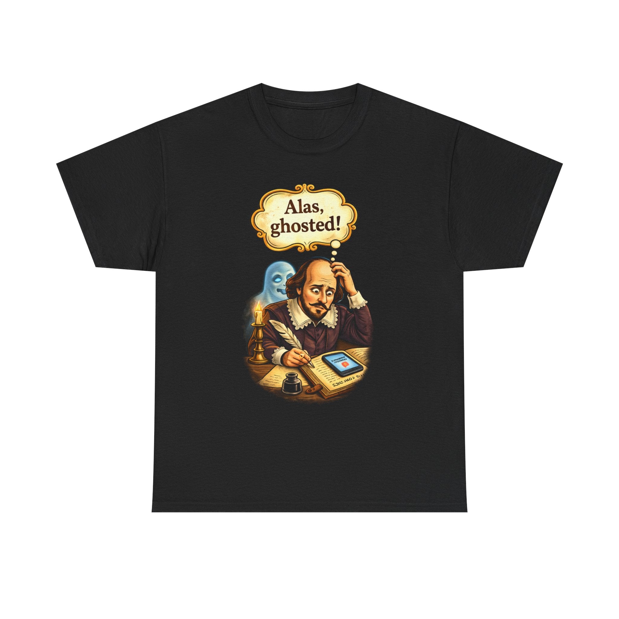 Shakespeare "Alas, Ghosted!" Graphic Tee — Funny Literary Halloween T‑Shirt