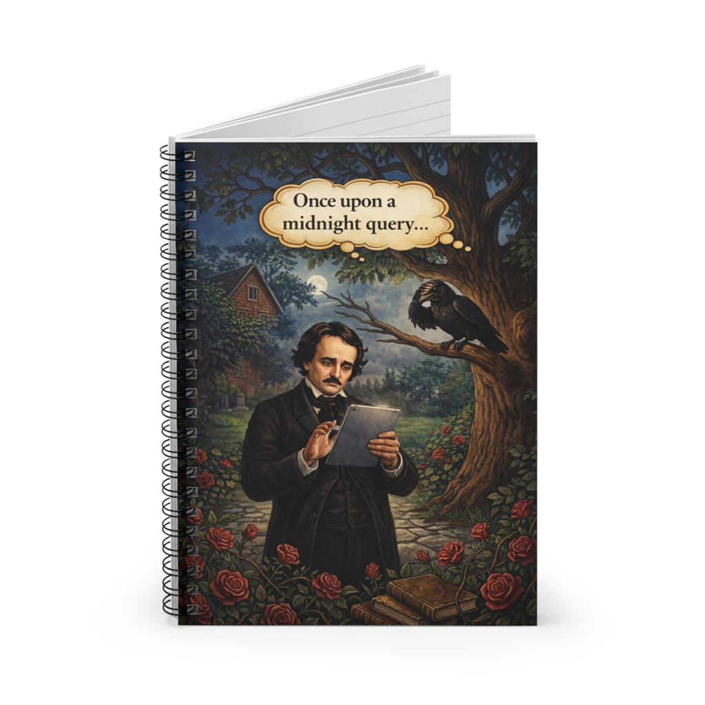 Edgar Allan Poe Gothic Writing Notebook — "Once Upon a Midnight Query" Spiral Journal