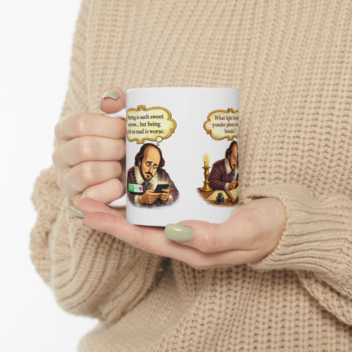 Funny Shakespeare Mug — “Parting is such sweet sorrow… but being left on read is worse” Ceramic Coffee Cup
