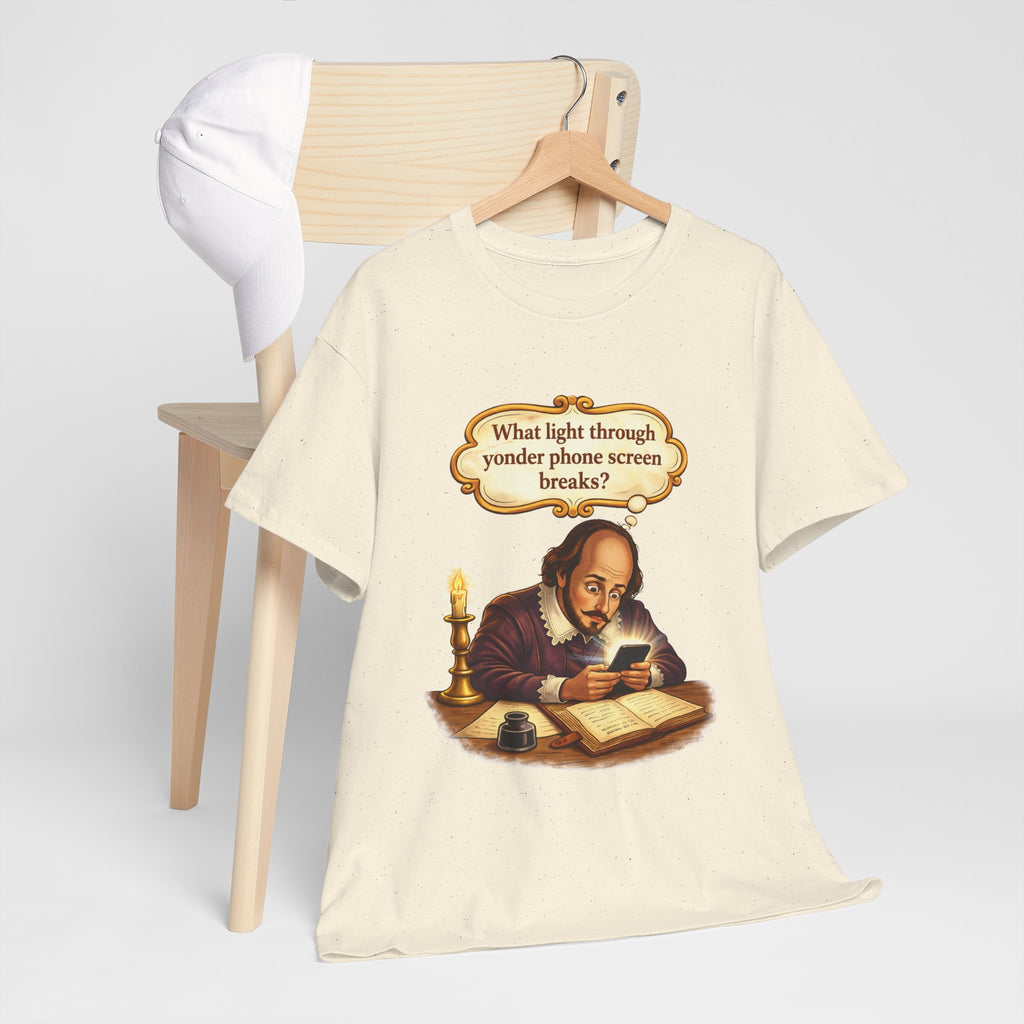 Shakespeare Phone Screen Tee — "What light through yonder phone screen breaks?"