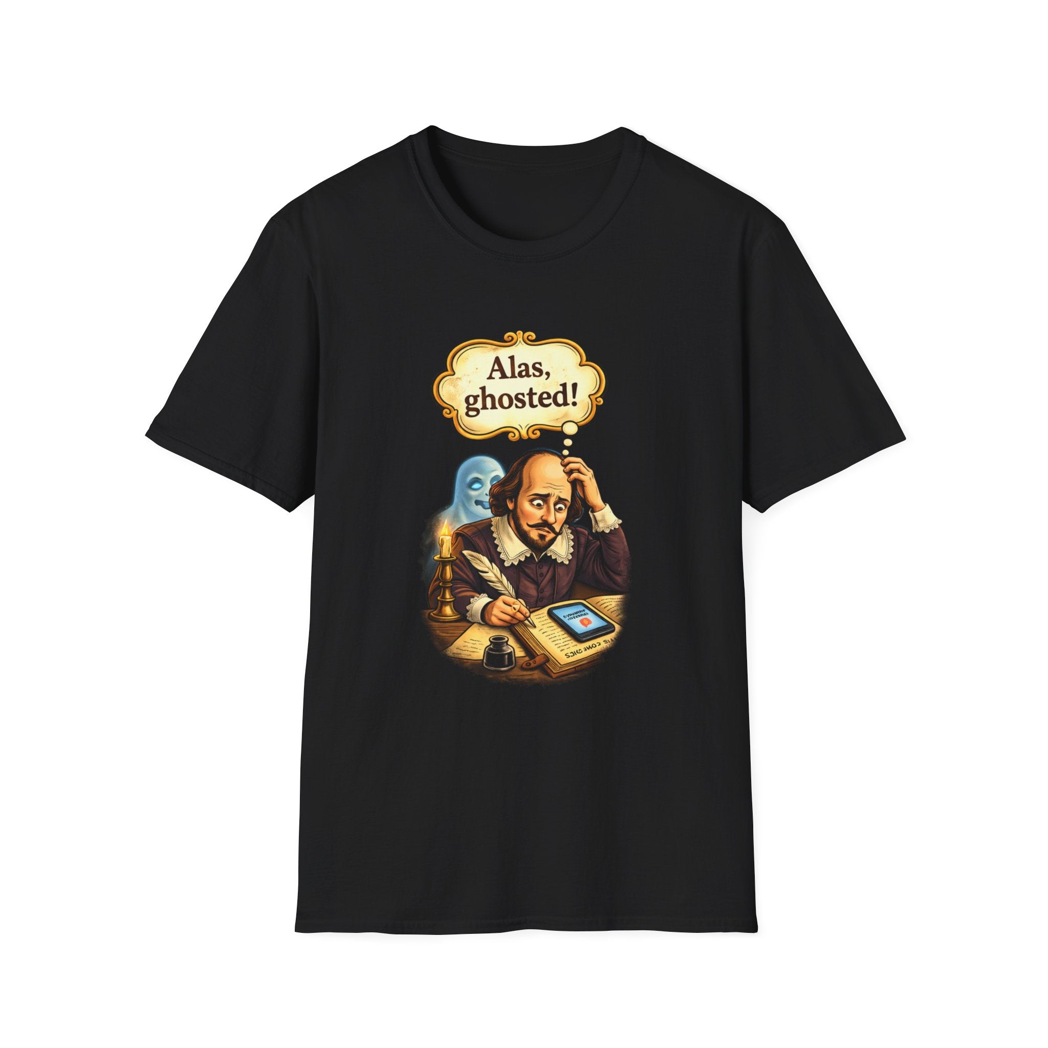 Shakespeare "Alas, ghosted!" Vintage Ghost Humor Tee